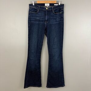 FRAME Le High Flare Jeans Size 32 Dark Wash High Rise Stretch Denim